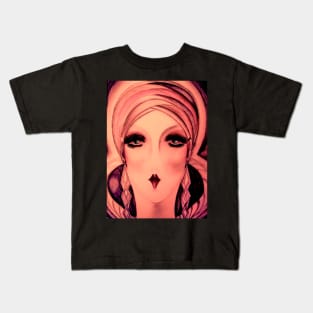 ART DECO FLAPPER IN TURBAN DUSKY PINK Kids T-Shirt